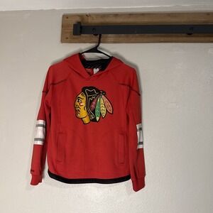 Chicago Blackhawks Reebok NHL Hoodie Pullover Shirt Youth Boys Medium Size 10/12